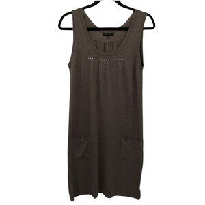 BCBGMaxazria Womens Sleeveless Embellished Brown Knit Jumper Sweater Size Small